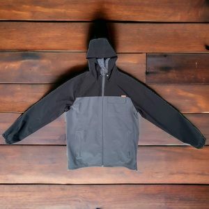 Voyager Men’s Jacket Dark Gray Mesh Lining Full Zip Attached Hood Size Large